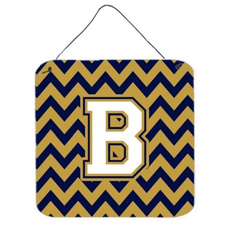 Carolines Treasures Letter B Chevron Navy Blue and Gold Wall or Door Hanging Prints CJ1057-BDS66